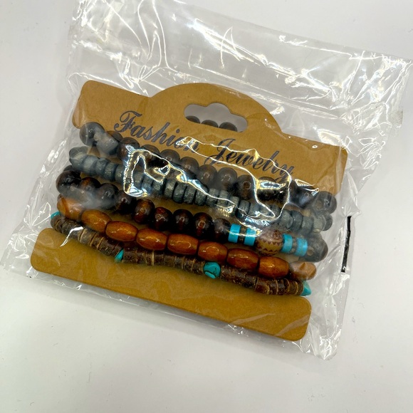 5 Pack of wooden bracelets. Fits wrists 6-8” - Picture 1 of 3